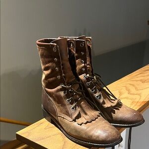 Western Brown Lace Up Boots